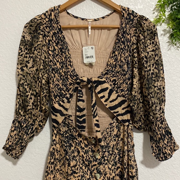 Free People String of Hearts Smocked Cutout Maxi Dress XS - Picture 6 of 14